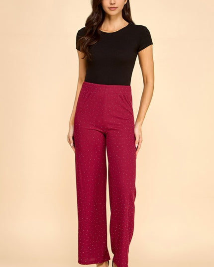 R10S ALL OVER RHINESTONE STRAIGHT PANTS