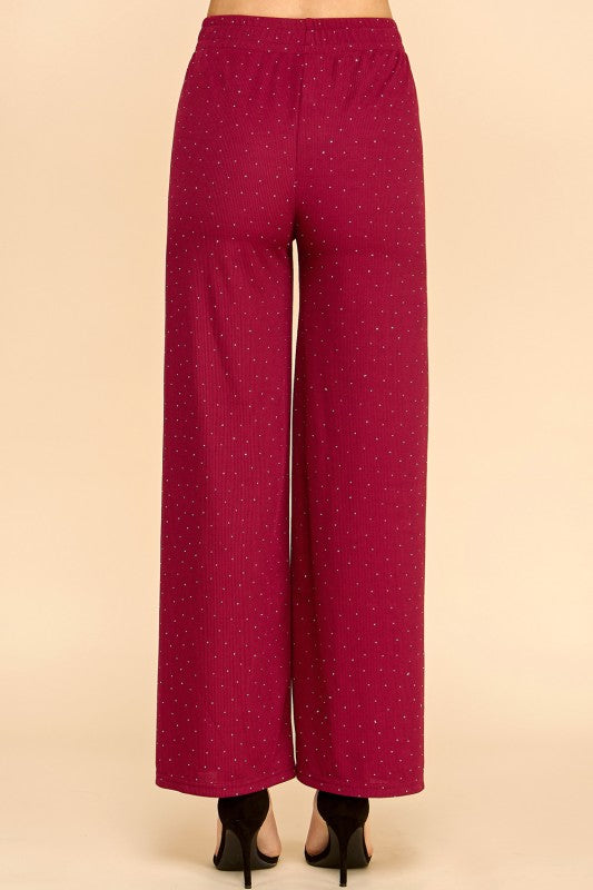R10S ALL OVER RHINESTONE STRAIGHT PANTS