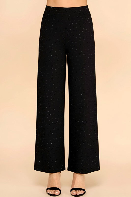 R10SX PLUS SIZE ALL OVER RHINESTONE STRAIGHT PANTS
