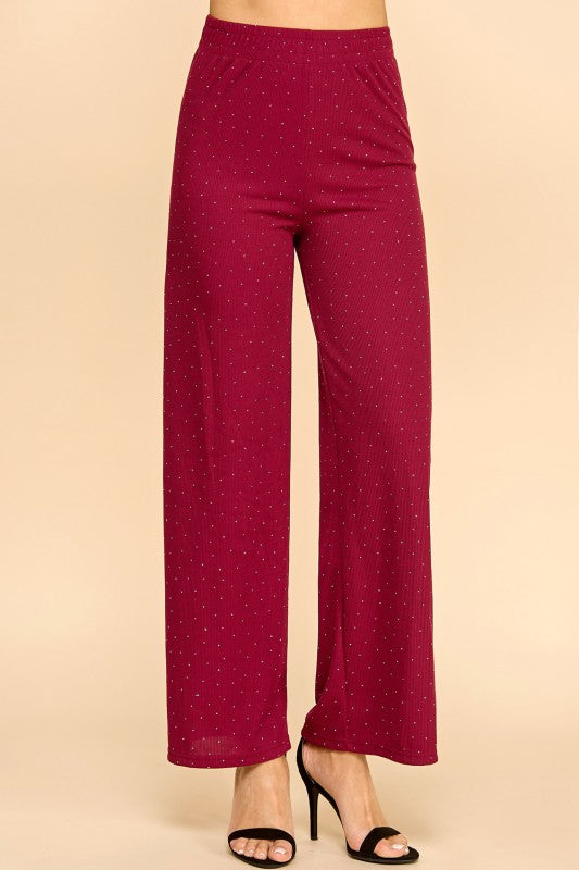 R10S ALL OVER RHINESTONE STRAIGHT PANTS