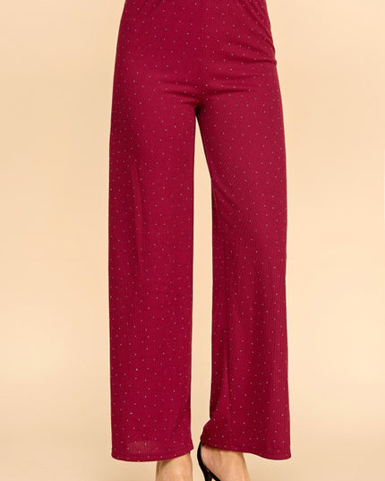R10S ALL OVER RHINESTONE STRAIGHT PANTS