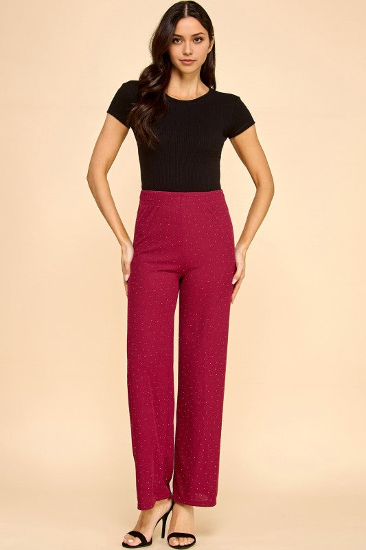 R10S ALL OVER RHINESTONE STRAIGHT PANTS
