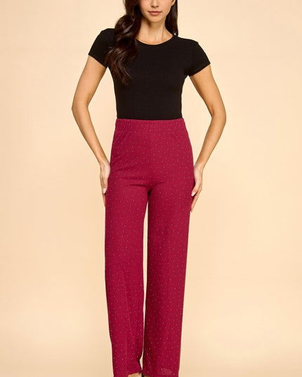 R10S ALL OVER RHINESTONE STRAIGHT PANTS