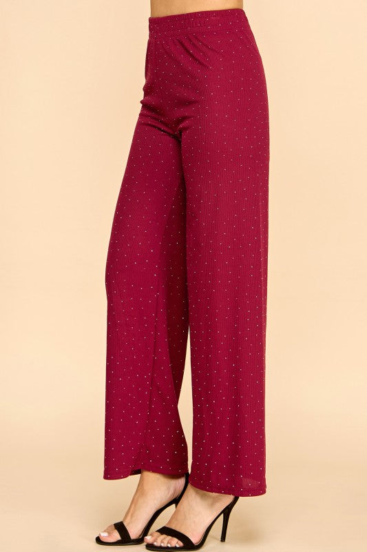 R10S ALL OVER RHINESTONE STRAIGHT PANTS