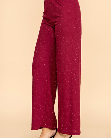 R10S ALL OVER RHINESTONE STRAIGHT PANTS