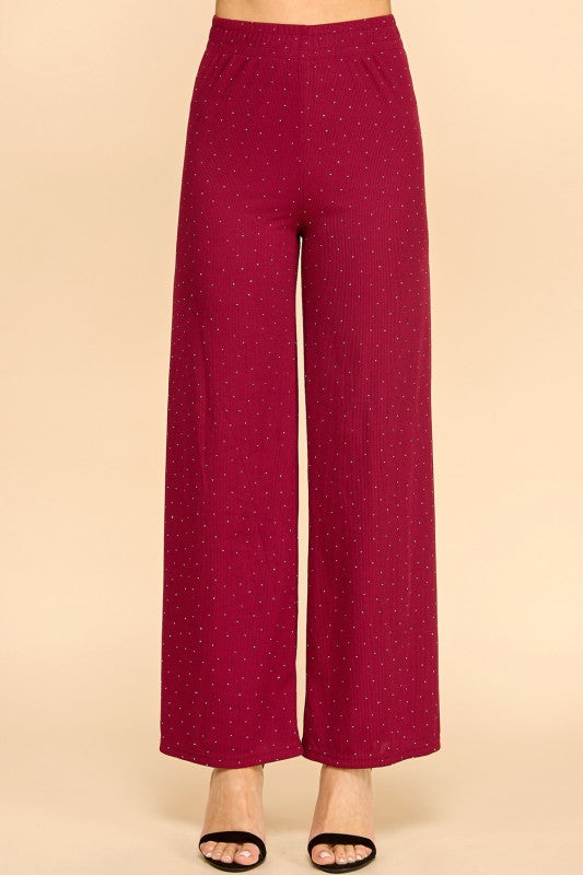 R10S ALL OVER RHINESTONE STRAIGHT PANTS