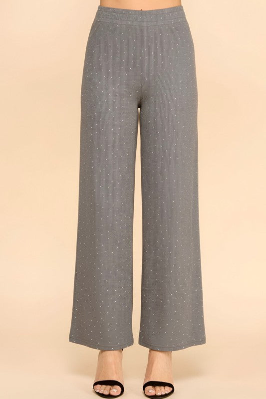 R10S ALL OVER RHINESTONE STRAIGHT PANTS