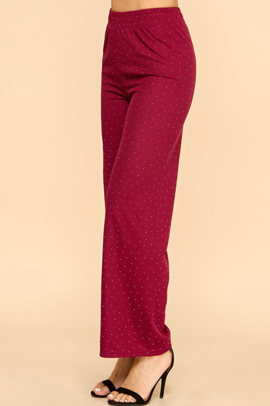 R10S ALL OVER RHINESTONE STRAIGHT PANTS