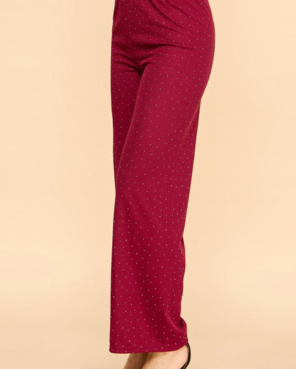 R10S ALL OVER RHINESTONE STRAIGHT PANTS