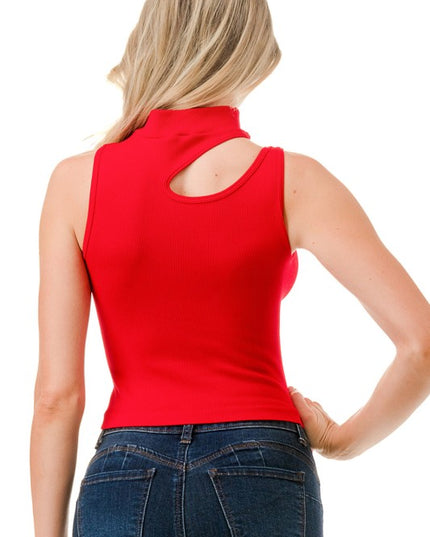 NT1007 SEAMLESS CUTOUT MOCK NECK TOP
