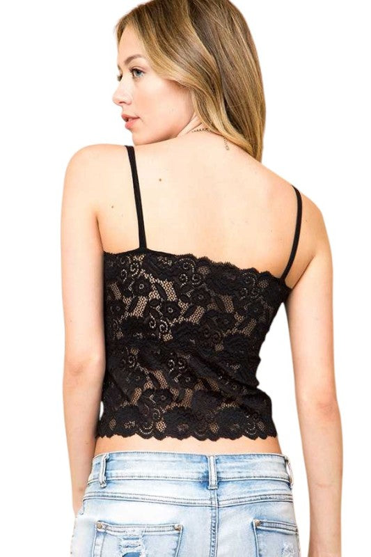 PLUS LB-11L Floral Lace Double Strap Tank Top – Feminine Fit