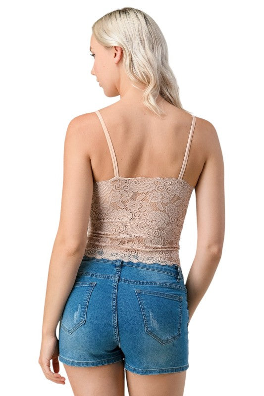 PLUS LB-11L Floral Lace Double Strap Tank Top – Feminine Fit