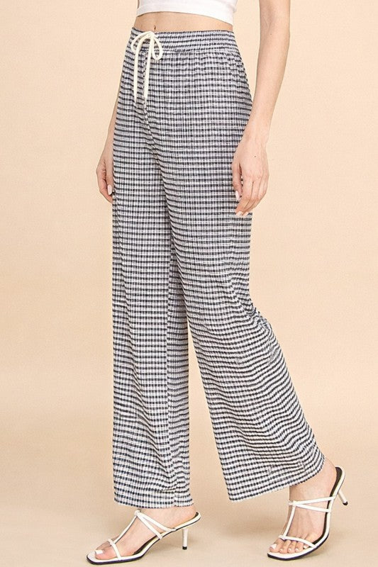 CKK23 STRIPE CRINKLE PANTS
