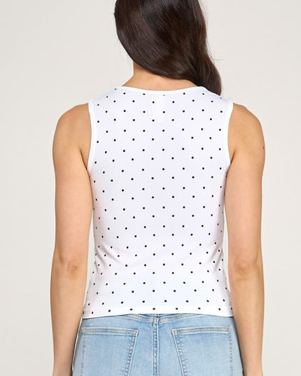 PT69 POLKADOT TANK TOP WITH RIBBON TRIM