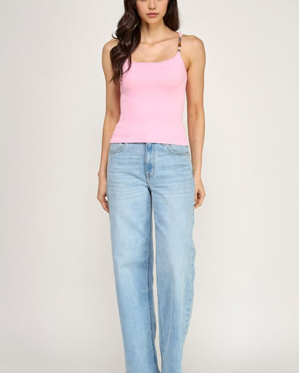 PT70 BEADED STRAP TANK TOP