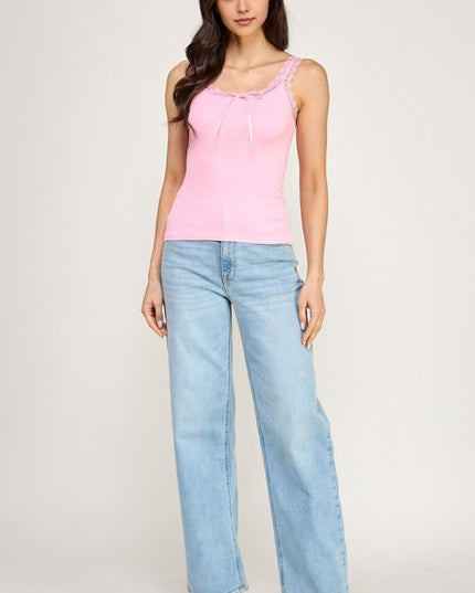 PT72 LACE TRIM TANK TOP