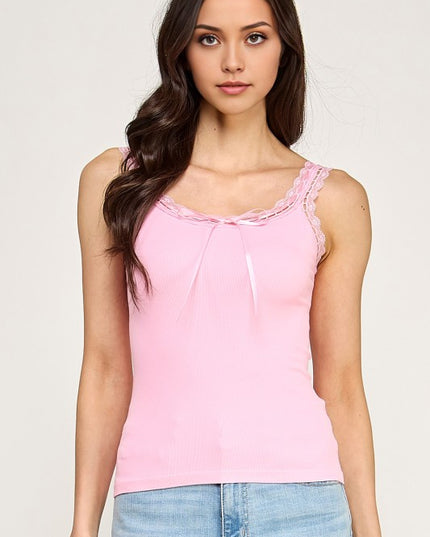 PT72 LACE TRIM TANK TOP