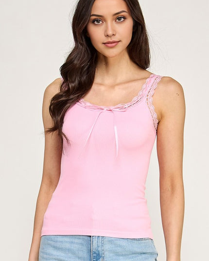 PT72 LACE TRIM TANK TOP
