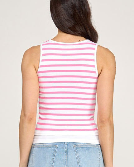 PT73 STRIPE BUTTTON TRIM TANK TOP