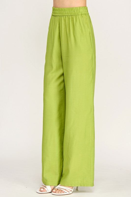 FL01 FIBER LINEN WIDE LEG PANTS