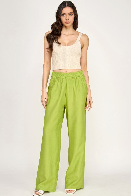 Wide Leg Pants Linen Blend – High Waist Relaxed Fit