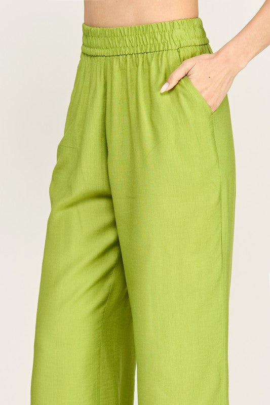 FL01 FIBER LINEN WIDE LEG PANTS