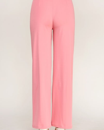 YC38X Plus Size Button-Trimmed – High Rise Pleated Pants