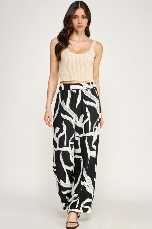 LELIS-07A Wide Leg Pants – Bold Print Statement Style