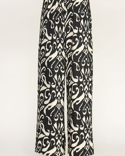 LELIS-07I ETHNIC PRINT WIDE LEG PANTS