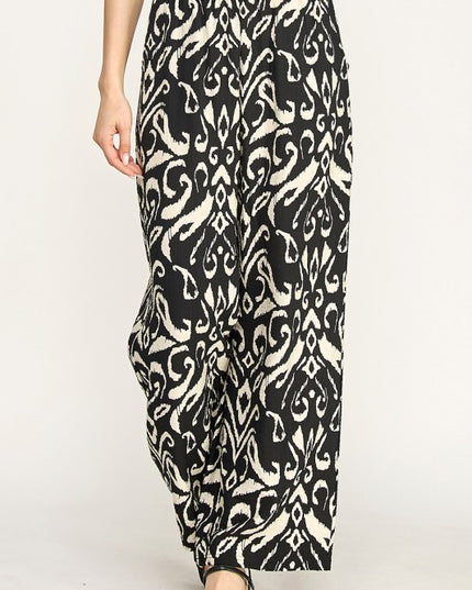 LELIS-07I ETHNIC PRINT WIDE LEG PANTS