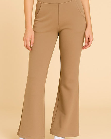 SCUP18BX PLUS SIZE SOLID SCUBA BUTT LIFT FLARE PANTS