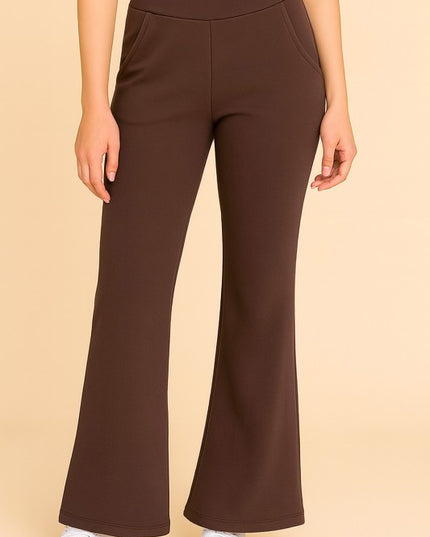 SCUP18BX PLUS SIZE SOLID SCUBA BUTT LIFT FLARE PANTS