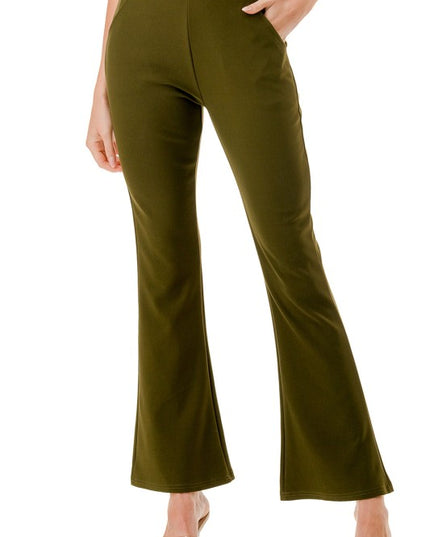 SCUP18BX PLUS SIZE SOLID SCUBA BUTT LIFT FLARE PANTS