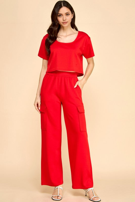 AIR202 AIR SCUBA SHORT SLEEVE CROP TANK & CARGO PANT SET