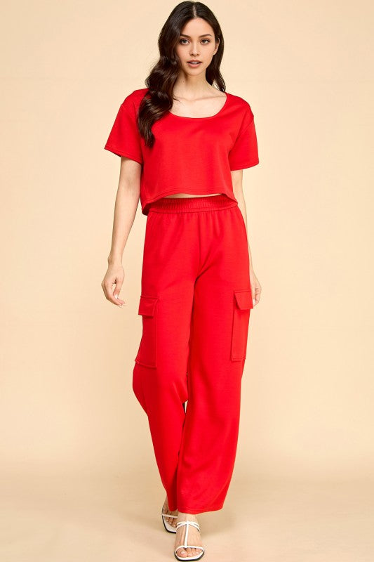 AIR202 AIR SCUBA SHORT SLEEVE CROP TANK & CARGO PANT SET