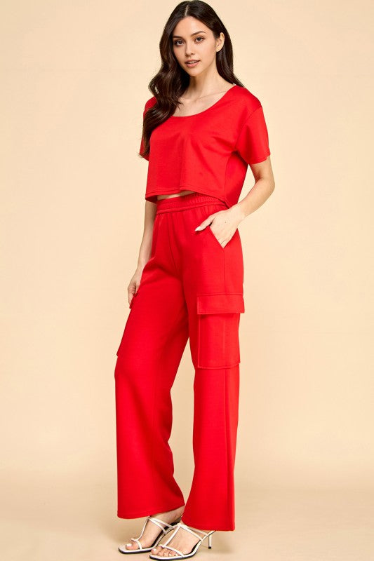 AIR202 AIR SCUBA SHORT SLEEVE CROP TANK & CARGO PANT SET