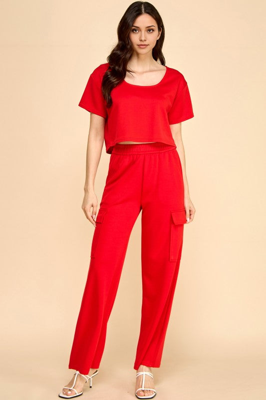 AIR202 AIR SCUBA SHORT SLEEVE CROP TANK & CARGO PANT SET