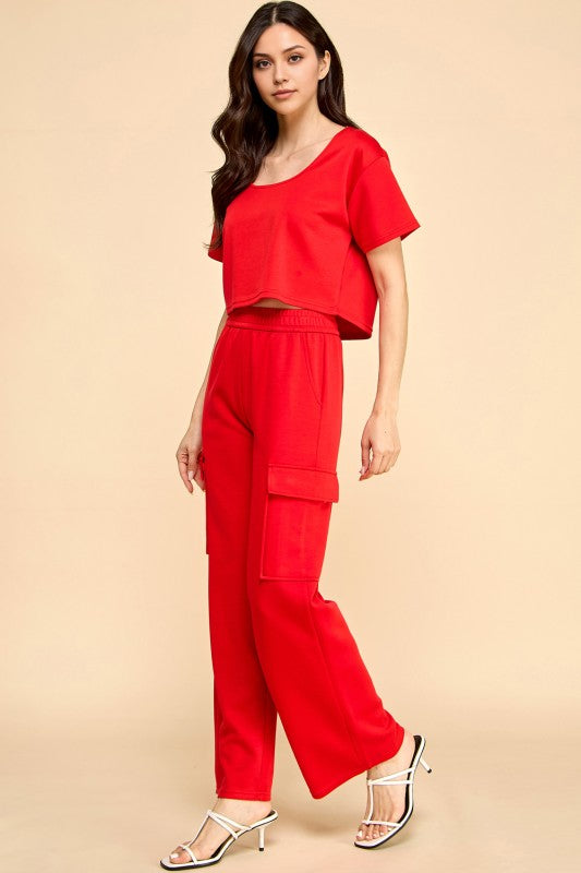 AIR202 AIR SCUBA SHORT SLEEVE CROP TANK & CARGO PANT SET