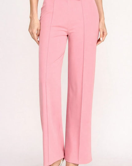 Pleated High Rise Pants – Button Trim Utility Style