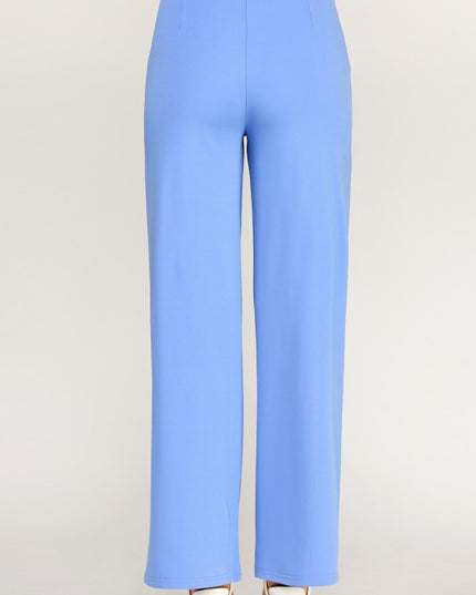 Plus Size Pleated High Rise Pants – Button Trim Relaxed Fit