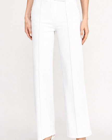 Pleated High Rise Pants – Button Trim Utility Style
