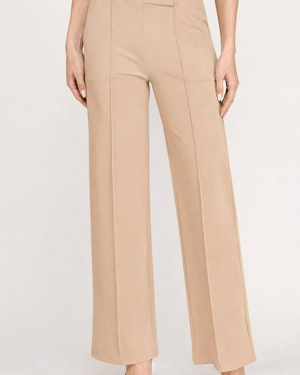 Pleated High Rise Pants – Button Trim Utility Style