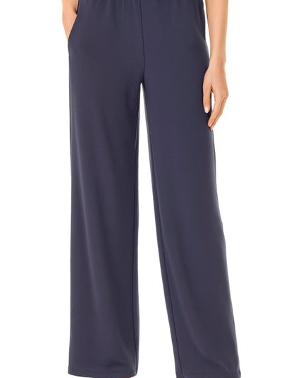 Textured Straight Pants – High Waist Structured Fit