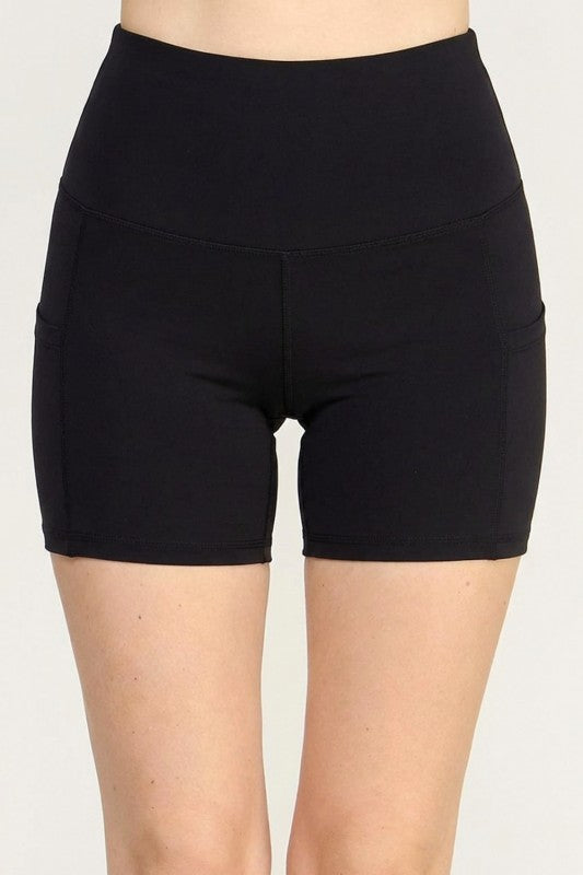 SH36 ACTIVEWEAR HIGH-RISE YOGA SHORTS WITH SIDE POCKETS