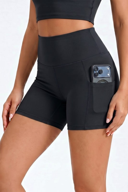 High-Rise Yoga Shorts With Side Pockets – Activewear Fit