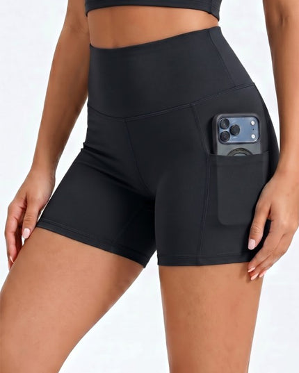 High-Rise Yoga Shorts With Side Pockets – Activewear Fit