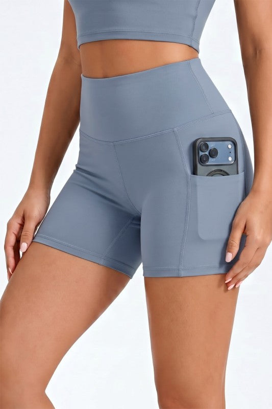 High-Rise Yoga Shorts With Side Pockets – Activewear Fit