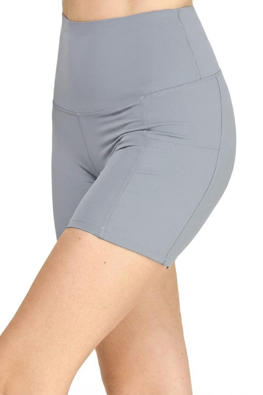 SH36 ACTIVEWEAR HIGH-RISE YOGA SHORTS WITH SIDE POCKETS