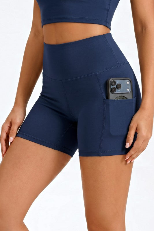 High-Rise Yoga Shorts With Side Pockets – Activewear Fit