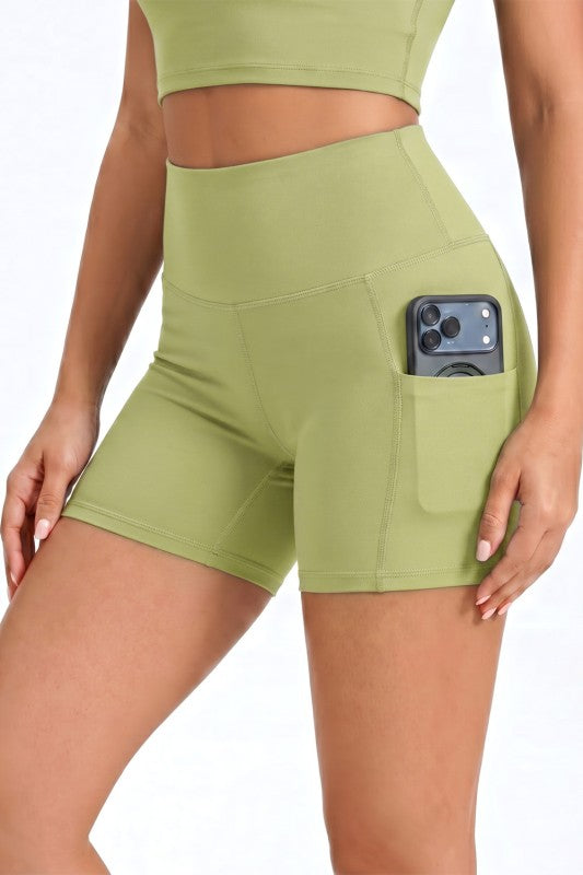 High-Rise Yoga Shorts With Side Pockets – Activewear Fit